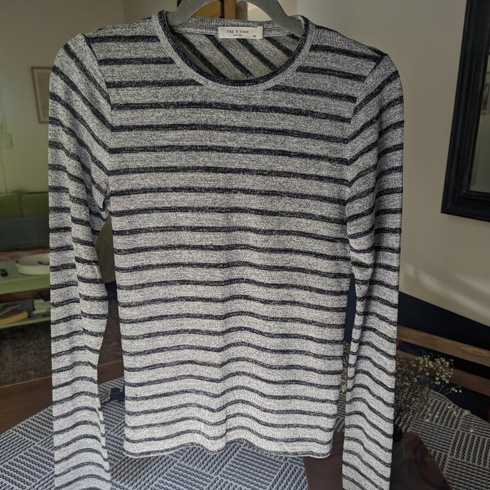 Rag & Bone Striped Black & Grey Long Sleeve- SZ SM